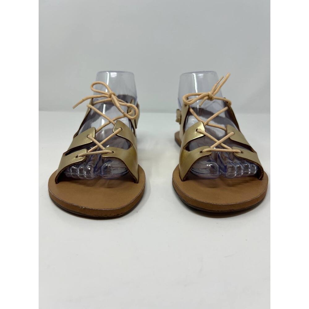Ana Capri Women's Gladiator Metallic Gold Sandals Flats Size 37 US 6.5 - Picture 4 of 13